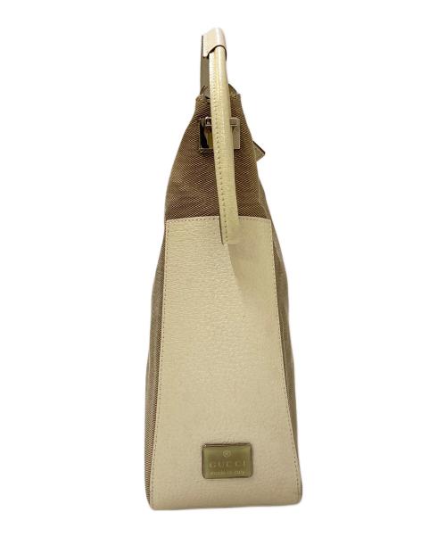 GUCCI（グッチ）GUCCI (グッチ) キャンバス×レザー ワンショルダーバッグ ベージュの古着・服飾アイテム