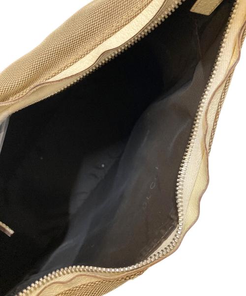 GUCCI（グッチ）GUCCI (グッチ) キャンバス×レザー ワンショルダーバッグ ベージュの古着・服飾アイテム