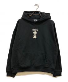 REPLAY×MARTIN GARRIX（リプレイ×マーティン・ギャリックス）の古着「オーバーフィットロゴ入りパーカー」｜ブラック