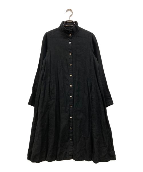 nest Robe（ネストローブ）nest Robe (ネストローブ) リネンシャツワンピース ブラック サイズ:Fの古着・服飾アイテム