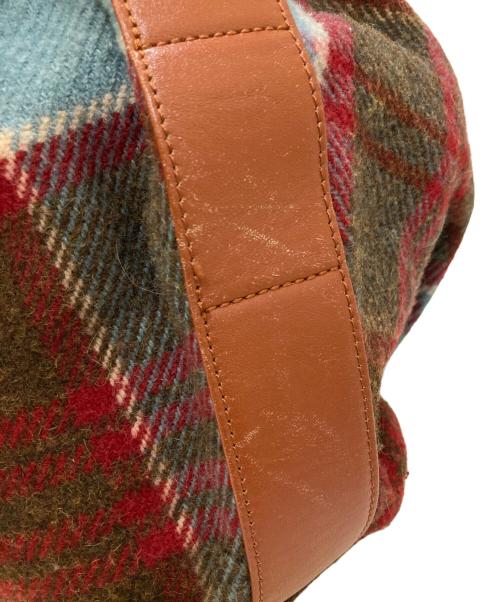 Vivienne Westwood（ヴィヴィアンウエストウッド）Vivienne Westwood (ヴィヴィアンウエストウッド) チェックパターン レザーベルトウールショルダーバッグ マルチカラーの古着・服飾アイテム