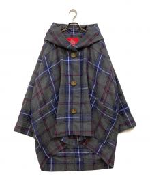 Vivienne Westwood RED LABEL（ヴィヴィアンウエストウッドレッドレーベル）の古着「オーブボタン フーデッドポンチョライクコート」｜グレー