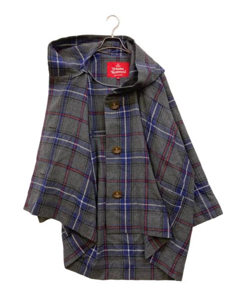 Vivienne Westwood RED LABEL（ヴィヴィアンウエストウッドレッドレーベル）Vivienne Westwood RED LABEL (ヴィヴィアンウエストウッドレッドレーベル) オーブボタン フーデッドポンチョライクコート グレー サイズ:00の古着・服飾アイテム