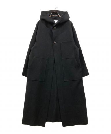 中古・古着通販】HYKE (ハイク) MELTON HOODED WORK COAT ブラック