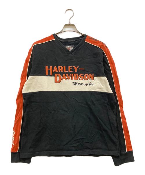 HARLEY-DAVIDSON（ハーレーダビッドソン）HARLEY-DAVIDSON (ハーレーダビッドソン) Vネックスウェット ブラック サイズ:Lの古着・服飾アイテム