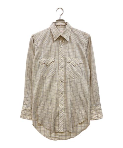 Wrangler（ラングラー）Wrangler (ラングラー) 70's チェックウエスタンシャツ ベージュ サイズ:下記参照の古着・服飾アイテム