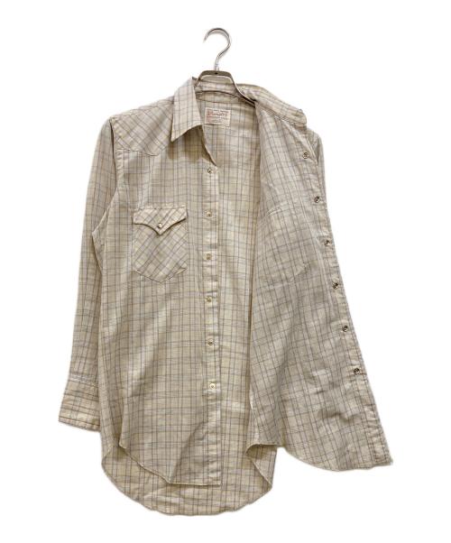 Wrangler（ラングラー）Wrangler (ラングラー) 70's チェックウエスタンシャツ ベージュ サイズ:下記参照の古着・服飾アイテム