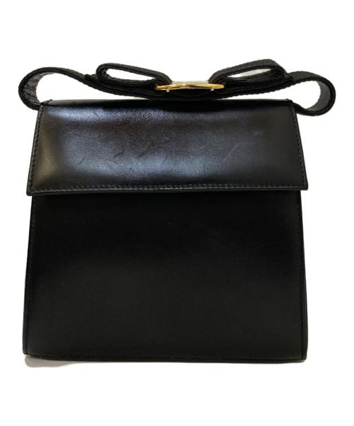 Ferragamo（フェラガモ）Ferragamo (フェラガモ) ヴァラリボン 2WAYレザーショルダーバッグ ブラックの古着・服飾アイテム
