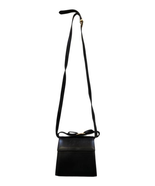 Ferragamo（フェラガモ）Ferragamo (フェラガモ) ヴァラリボン 2WAYレザーショルダーバッグ ブラックの古着・服飾アイテム