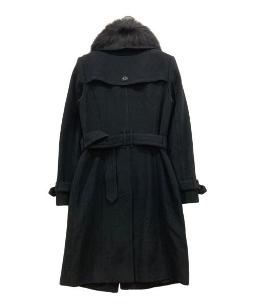 BURBERRY LONDON（バーバリーロンドン）BURBERRY LONDON (バーバリーロンドン) フォックスファー付カシミヤブレンドロングコート ブラック サイズ:38の古着・服飾アイテム