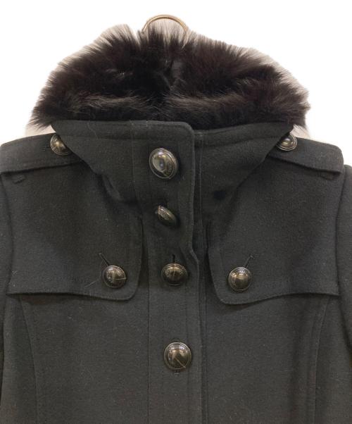 BURBERRY LONDON（バーバリーロンドン）BURBERRY LONDON (バーバリーロンドン) フォックスファー付カシミヤブレンドロングコート ブラック サイズ:38の古着・服飾アイテム