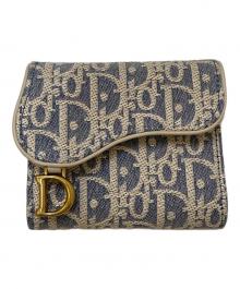 Christian Dior（クリスチャン ディオール）の古着「Saddle Lotus オブリーク コンパクトウォレット」｜ブルー