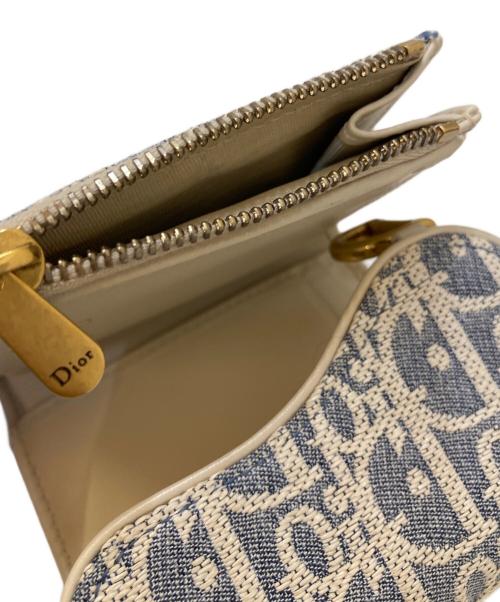 Christian Dior（クリスチャン ディオール）Christian Dior (クリスチャン ディオール) Saddle Lotus オブリーク コンパクトウォレット ブルーの古着・服飾アイテム