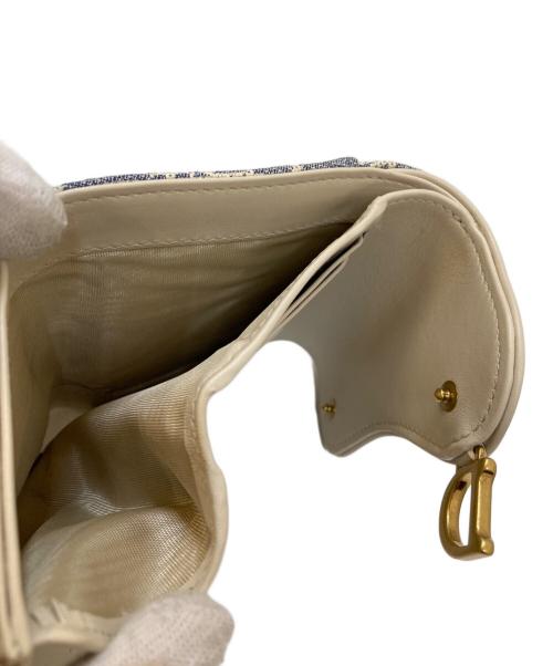 Christian Dior（クリスチャン ディオール）Christian Dior (クリスチャン ディオール) Saddle Lotus オブリーク コンパクトウォレット ブルーの古着・服飾アイテム