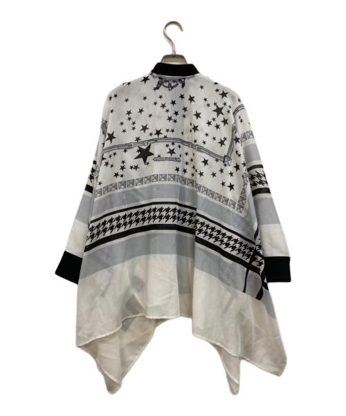 THE RERACS（ザ リラクス）THE RERACS (ザ リラクス) スカーフ柄 スクエアブラウスシャツ ホワイト×ブラック サイズ:Fの古着・服飾アイテム