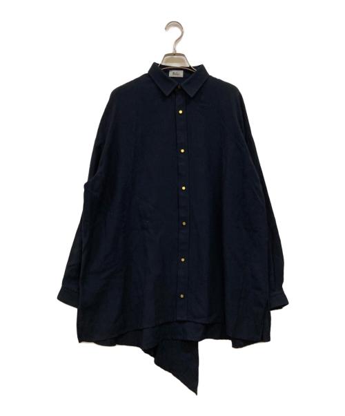 THE RERACS（ザ リラクス）THE RERACS (ザ リラクス) TRIACETATE COTTON ASYMMETRY SHIRTS ブラック サイズ:Fの古着・服飾アイテム
