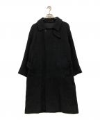 Phlannelフランネル）の古着「Mix Wool Twee Wrap Coat　(ミックスウールトゥイーラップコート)」｜ブラック