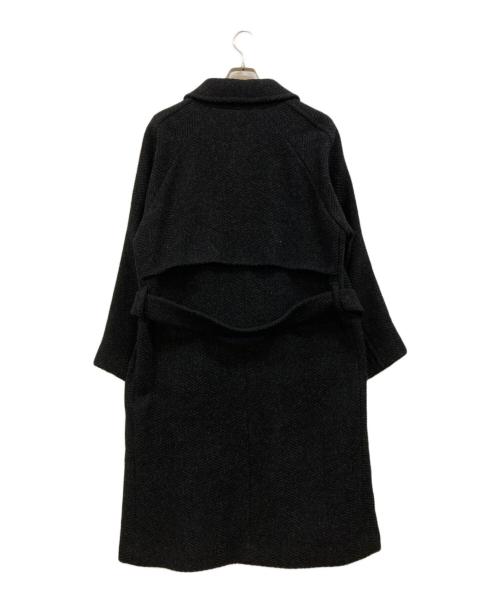 Phlannel（フランネル）Phlannel (フランネル) Mix Wool Twee Wrap Coat　(ミックスウールトゥイーラップコート) ブラック サイズ:Ｍの古着・服飾アイテム