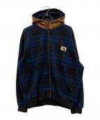 POLO RALPH LAURENポロ・ラルフローレン）の古着「90's オンブレチェックフーデッドジャケット」｜ネイビー