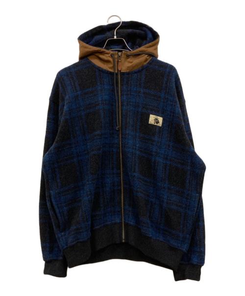 POLO RALPH LAUREN（ポロ・ラルフローレン）POLO RALPH LAUREN (ポロ・ラルフローレン) 90's オンブレチェックフーデッドジャケット ネイビー サイズ:Ｌの古着・服飾アイテム