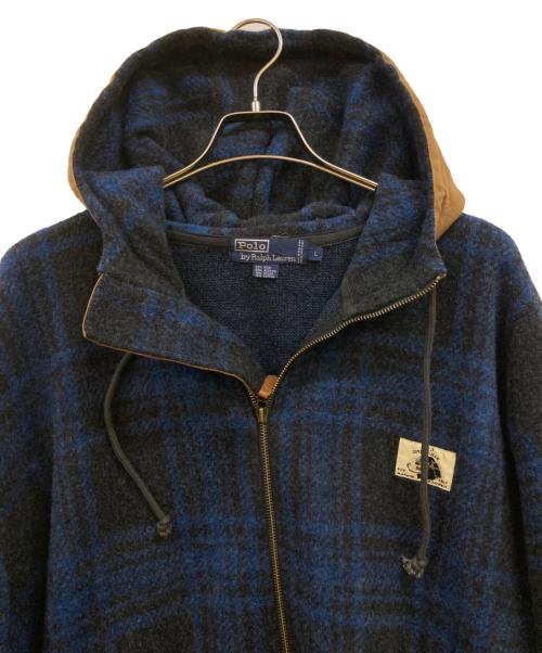 POLO RALPH LAUREN（ポロ・ラルフローレン）POLO RALPH LAUREN (ポロ・ラルフローレン) 90's オンブレチェックフーデッドジャケット ネイビー サイズ:Ｌの古着・服飾アイテム