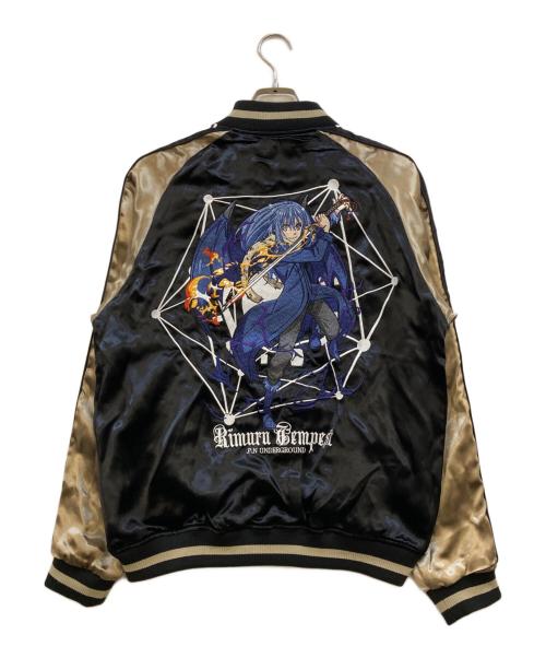 P.N UNDERGROUND（-）P.N UNDERGROUND (-) 転生したらスライムだった件 (テンセイシタラスライムダッタケン) リムル・テンペスト刺繍リバーシブル スカジャン ブラック×ゴールド サイズ:44の古着・服飾アイテム