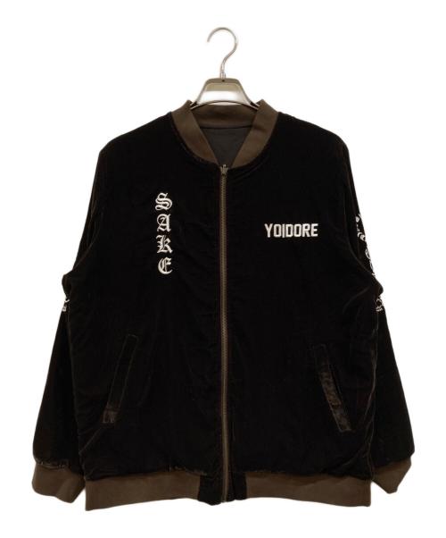 YOIDORE（ヨイドレ）YOIDORE (ヨイドレ) リバーシブルベロアスカジャン ブラウン サイズ:大ジョッキの古着・服飾アイテム