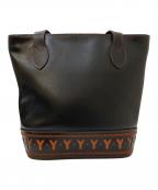 Yves Saint Laurentイヴサンローラン）の古着「Ýロゴ レザートートバッグ」｜ブラック