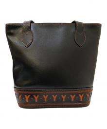 Yves Saint Laurent（イヴサンローラン）の古着「Ýロゴ レザートートバッグ」｜ブラック