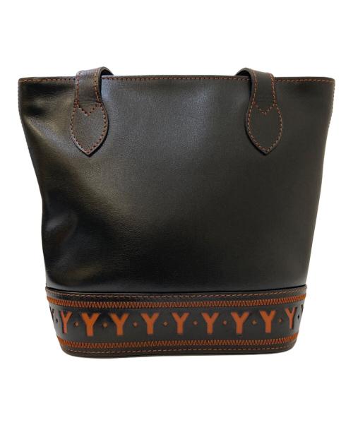 Yves Saint Laurent（イヴサンローラン）Yves Saint Laurent (イヴサンローラン) Ýロゴ レザートートバッグ ブラックの古着・服飾アイテム
