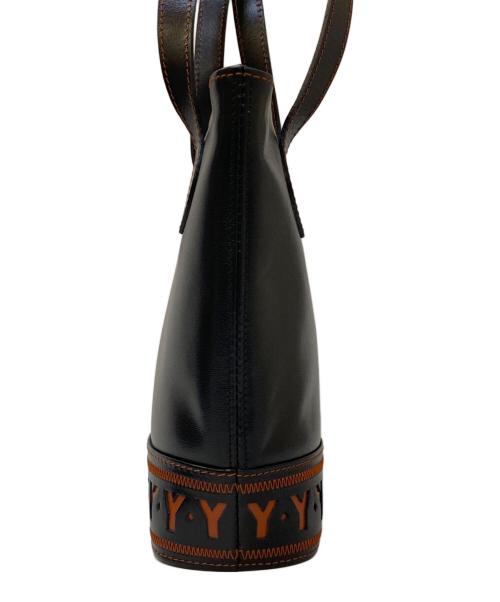 Yves Saint Laurent（イヴサンローラン）Yves Saint Laurent (イヴサンローラン) Ýロゴ レザートートバッグ ブラックの古着・服飾アイテム