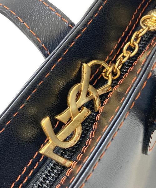 Yves Saint Laurent（イヴサンローラン）Yves Saint Laurent (イヴサンローラン) Ýロゴ レザートートバッグ ブラックの古着・服飾アイテム