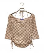 BURBERRY BLUE LABELバーバリー ブルー レーベル）の古着「サイドギャザーノバチェックブラウス」｜ピンク