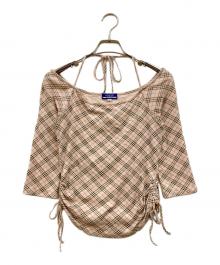 BURBERRY BLUE LABEL（バーバリー ブルー レーベル）の古着「サイドギャザーノバチェックブラウス」｜ピンク