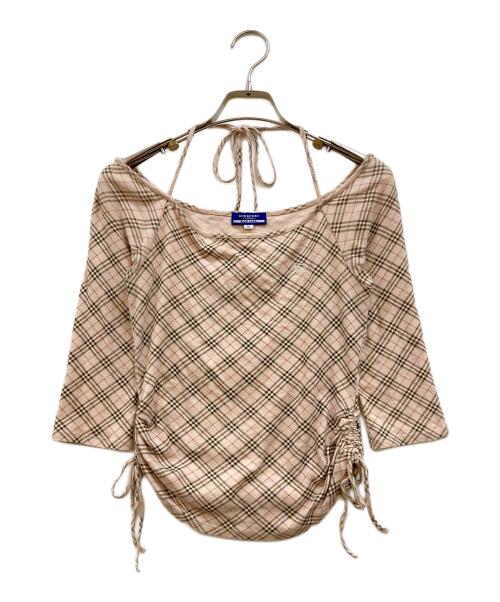 BURBERRY BLUE LABEL（バーバリー ブルー レーベル）BURBERRY BLUE LABEL (バーバリー ブルー レーベル) サイドギャザーノバチェックブラウス ピンク サイズ:38の古着・服飾アイテム