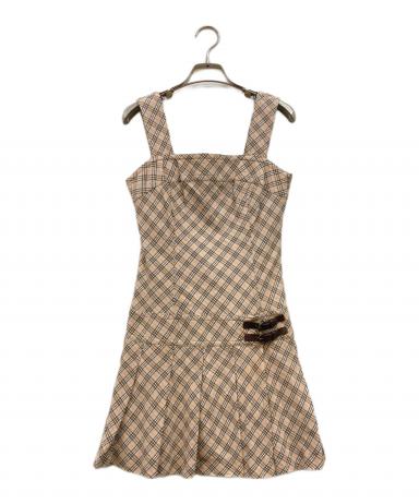 バーバリーブルーレーベル　ワンピース　ノースリーブ　ノバチェック　水色　白　茶 中古・古着通販】BURBERRY BLUE LABEL (バーバリー ブルー レーベル