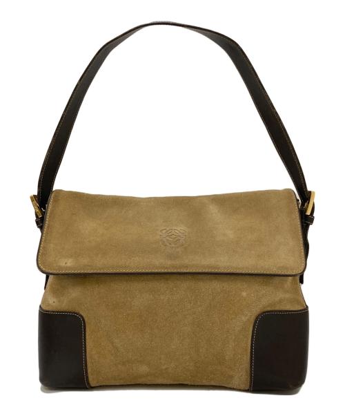 LOEWE（ロエベ）LOEWE (ロエベ) アナグラム スウェード切替 ワンショルダーバッグ ブラウンの古着・服飾アイテム