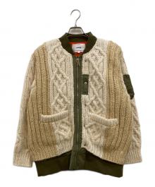 amok（アモク）の古着「KNIT DOCKING MA-1」｜カーキ×ベージュ