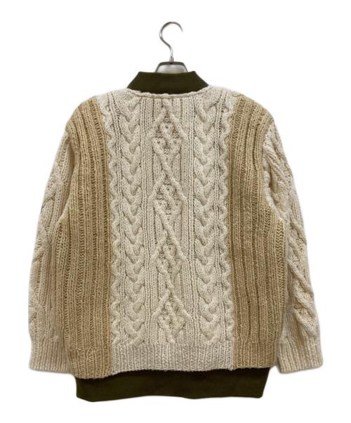amok（アモク）amok (アモク) KNIT DOCKING MA-1 カーキ×ベージュ サイズ:Sの古着・服飾アイテム