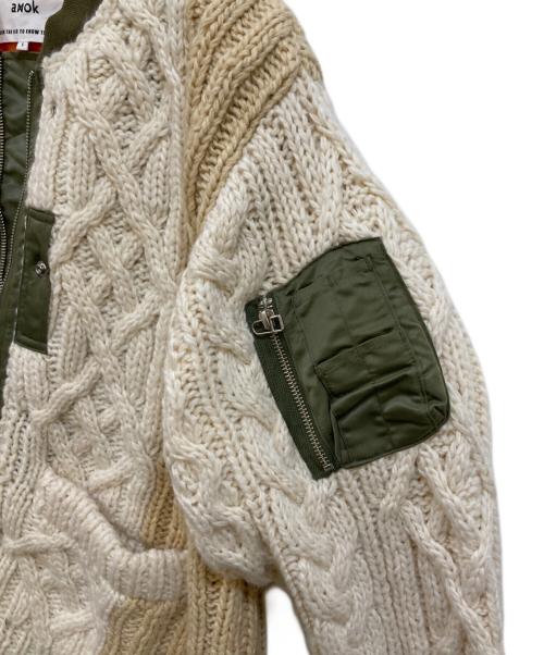 amok（アモク）amok (アモク) KNIT DOCKING MA-1 カーキ×ベージュ サイズ:Sの古着・服飾アイテム