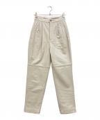 6(ROKU) BEAUTY&YOUTHロク ビューティーアンドユース）の古着「LEATHER TUCK PANTS」｜ホワイト
