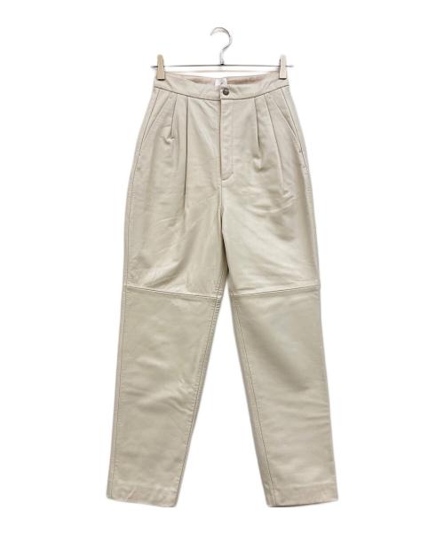 6(ROKU) BEAUTY&YOUTH（ロク ビューティーアンドユース）6(ROKU) BEAUTY&YOUTH (ロク ビューティーアンドユース) LEATHER TUCK PANTS ホワイト サイズ:34の古着・服飾アイテム