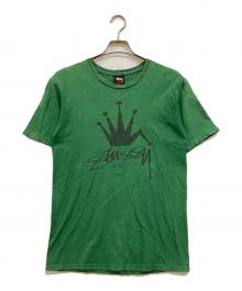 stussy（ステューシー）の古着「00's 折れクラウン プリントTシャツ」｜グリーン