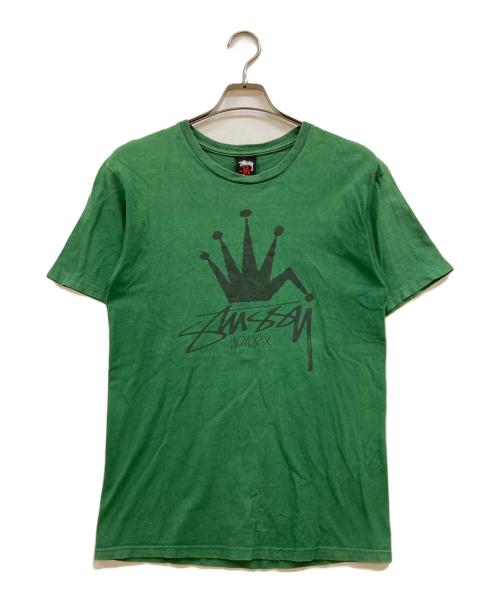 stussy（ステューシー）stussy (ステューシー) 00's 折れクラウン プリントTシャツ グリーン サイズ:Mの古着・服飾アイテム