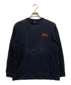 stussyステューシー）の古着「90's キッズフォト バックプリント L/S カットソー」｜ブラック