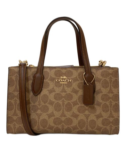 COACH（コーチ）COACH (コーチ) ニーナ スモール トート バッグ・シグネチャー キャンバス ブラウンの古着・服飾アイテム