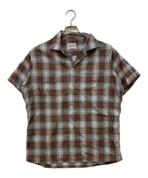 TOWN CRAFT（タウンクラフト）TOWN CRAFT (タウンクラフト) 60sオープンカラーチェックシャツ ブラウン×グレー サイズ:Ｍの古着・服飾アイテム