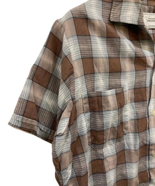 TOWN CRAFT（タウンクラフト）TOWN CRAFT (タウンクラフト) 60sオープンカラーチェックシャツ ブラウン×グレー サイズ:Ｍの古着・服飾アイテム