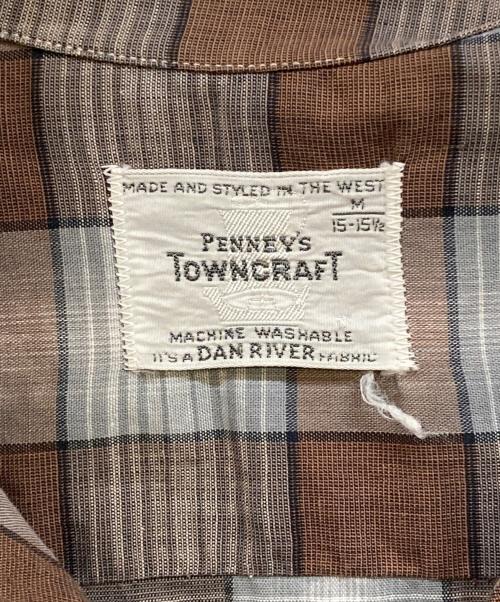 TOWN CRAFT（タウンクラフト）TOWN CRAFT (タウンクラフト) 60sオープンカラーチェックシャツ ブラウン×グレー サイズ:Ｍの古着・服飾アイテム