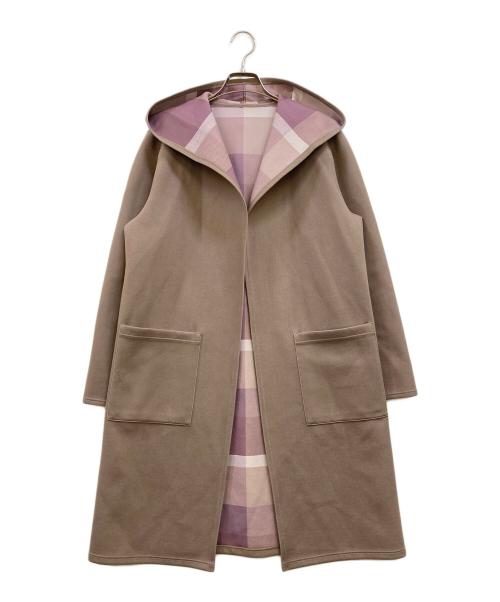 BLUE LABEL CRESTBRIDGE（ブルーレーベルクレストブリッジ）BLUE LABEL CRESTBRIDGE (ブルーレーベルクレストブリッジ) チェックリバーシブルダンボールコーディガン ベージュ サイズ:38の古着・服飾アイテム